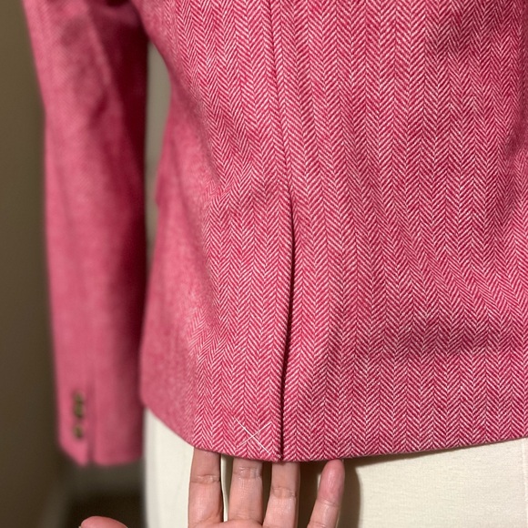 J. Crew Factory Pink Herringbone Blazer Jacket - Size 0 - Picture 6 of 7